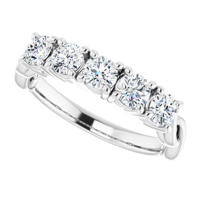 0.85 ct. Round Cut Diamond Wedding Band 5 Stone Anniversary Ring-VIRABYANI